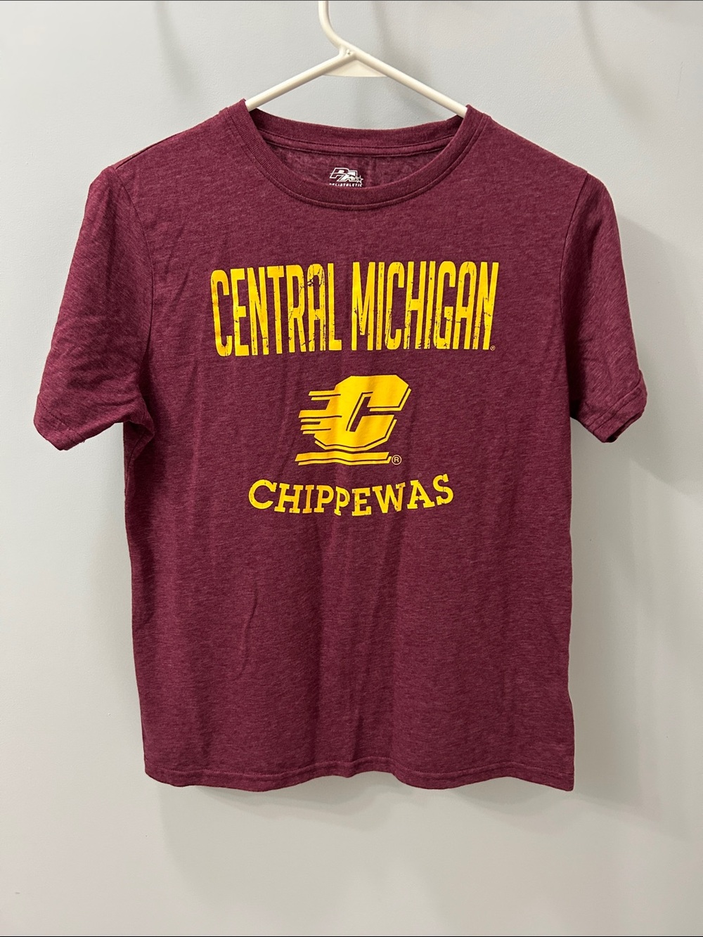 Central Michigan Chippewas Ladies Maroon Tee with Yellow Logo